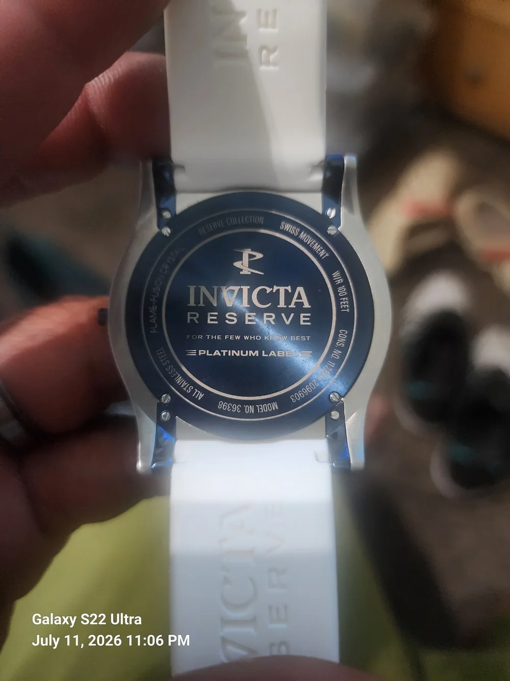 Invicta Men's Slim Platinum Label White Silicone Watch with Blue Accents